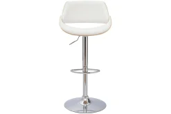Tabouret de bar design réglable pivotant 360° blanc et bois clair CLASH