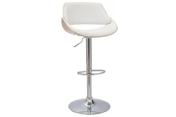 Tabouret de bar design réglable pivotant 360° blanc et bois clair CLASH