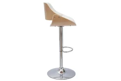 Tabouret de bar design réglable pivotant 360° blanc et bois clair CLASH