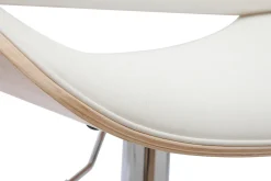 Tabouret de bar design réglable pivotant 360° blanc et bois clair CLASH