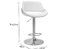 Tabouret de bar design réglable pivotant 360° blanc et bois clair CLASH