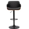 Tabouret de bar design réglable pivotant 360° noir et bois foncé LUCIEN