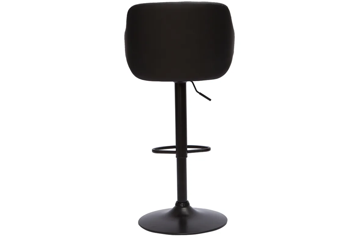 Tabouret de bar design réglable pivotant 360° noir et bois foncé LUCIEN