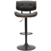 Tabouret de bar design réglable pivotant 360° noir et bois foncé BASILE