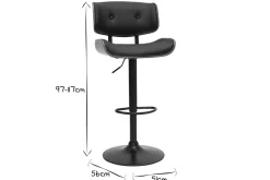 Tabouret de bar design réglable pivotant 360° noir et bois foncé BASILE