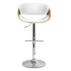 Tabouret de bar design réglable blanc et bois clair BENT
