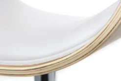 Tabouret de bar design réglable blanc et bois clair BENT