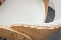 Tabouret de bar design réglable blanc et bois clair BENT