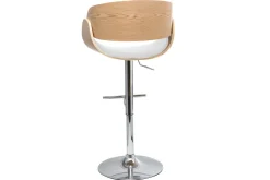 Tabouret de bar design réglable blanc et bois clair BENT