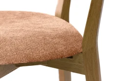 Tabouret de bar en bois clair chêne et tissu effet velours terre brûlée H65 cm LUCIA