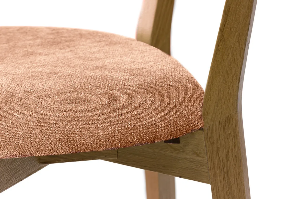Tabouret de bar en bois clair chêne et tissu effet velours terre brûlée H65 cm LUCIA