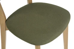 Tabouret de bar en bois clair chêne et tissu effet velours texturé vert kaki H65 cm LUCIA