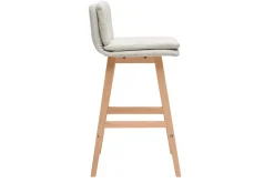 Tabouret de bar en tissu effet velours texturé beige et bois (lot de 2) JOAN