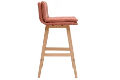 Tabouret de bar en tissu effet velours texturé terracotta et bois (lot de 2) JOAN