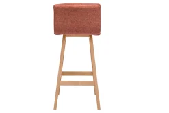 Tabouret de bar en tissu effet velours texturé terracotta et bois (lot de 2) JOAN