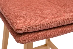 Tabouret de bar en tissu effet velours texturé terracotta et bois (lot de 2) JOAN