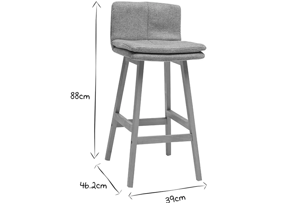 Tabouret de bar en tissu effet velours texturé terracotta et bois (lot de 2) JOAN