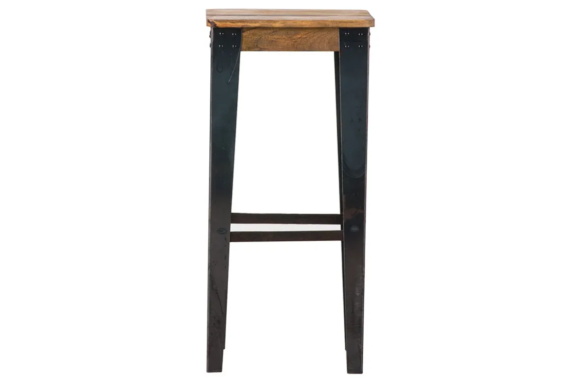 Tabouret de bar industriel acier et bois manguier massif H75 cm MADISON