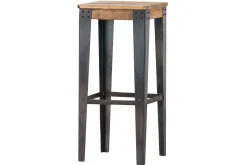 Tabouret de bar industriel acier et bois manguier massif H75 cm MADISON