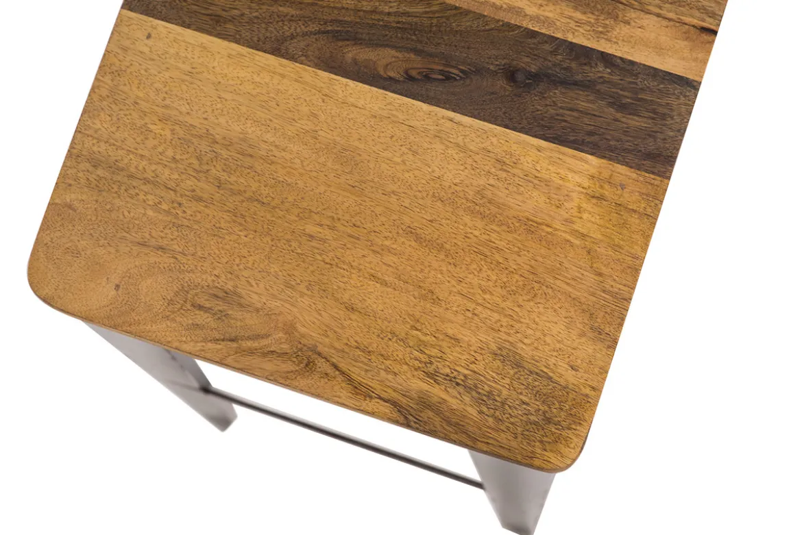 Tabouret de bar industriel acier et bois manguier massif H75 cm MADISON