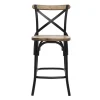 Tabouret de bar industriel en bois et métal noir 65 cm JAKE