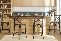 Tabouret de bar industriel en bois et métal noir 65 cm JAKE