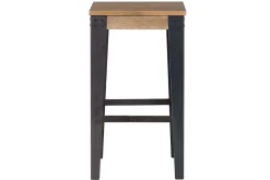 Tabouret de bar industriel métal et bois manguier massif H65 cm MADISON