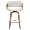 Tabouret de bar pivotant blanc et bois clair H69 cm BENT