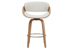 Tabouret de bar pivotant blanc et bois clair H69 cm BENT