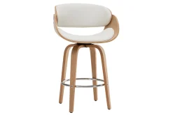 Tabouret de bar pivotant blanc et bois clair H69 cm BENT