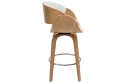 Tabouret de bar pivotant blanc et bois clair H69 cm BENT