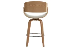 Tabouret de bar pivotant blanc et bois clair H69 cm BENT