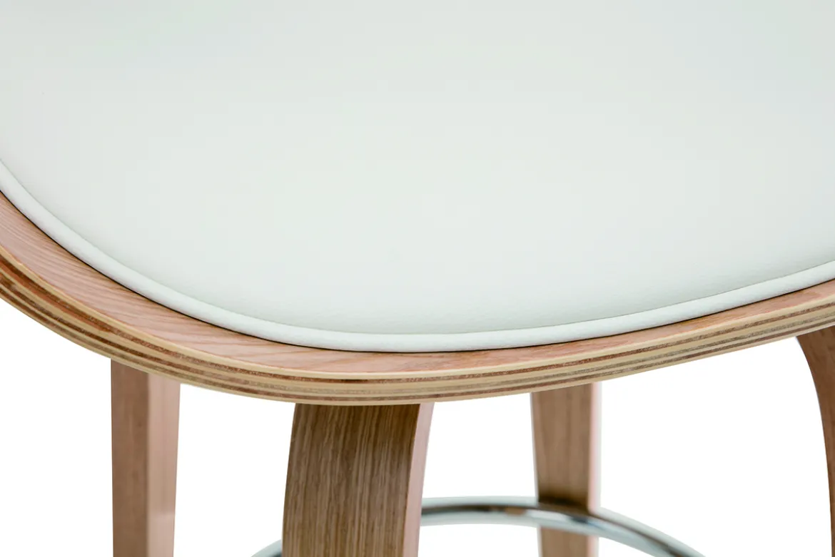 Tabouret de bar pivotant blanc et bois clair H69 cm BENT