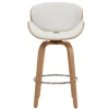 Tabouret de bar pivotant blanc et bois clair 65 cm pivotant 360° WALNUT