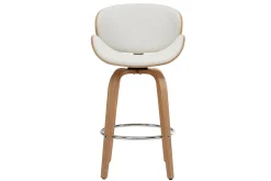 Tabouret de bar pivotant blanc et bois clair 65 cm pivotant 360° WALNUT