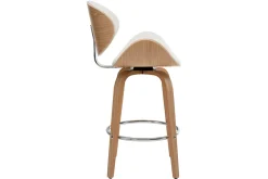 Tabouret de bar pivotant blanc et bois clair 65 cm pivotant 360° WALNUT