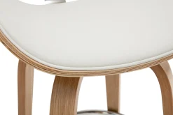 Tabouret de bar pivotant blanc et bois clair 65 cm pivotant 360° WALNUT