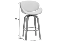 Tabouret de bar pivotant blanc et bois clair 65 cm pivotant 360° WALNUT
