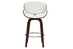 Tabouret de bar pivotant blanc et bois foncé 65 cm WALNUT