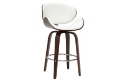 Tabouret de bar pivotant blanc et bois foncé 65 cm WALNUT