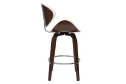 Tabouret de bar pivotant blanc et bois foncé 65 cm WALNUT