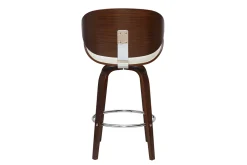 Tabouret de bar pivotant blanc et bois foncé 65 cm WALNUT