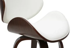 Tabouret de bar pivotant blanc et bois foncé 65 cm WALNUT