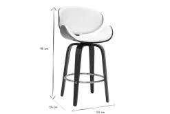 Tabouret de bar pivotant blanc et bois foncé 65 cm WALNUT