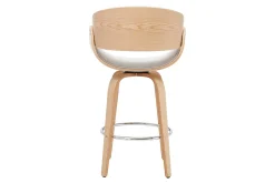 Tabouret de bar pivotant en tissu effet velours texturé beige et bois clair H69 cm BENT