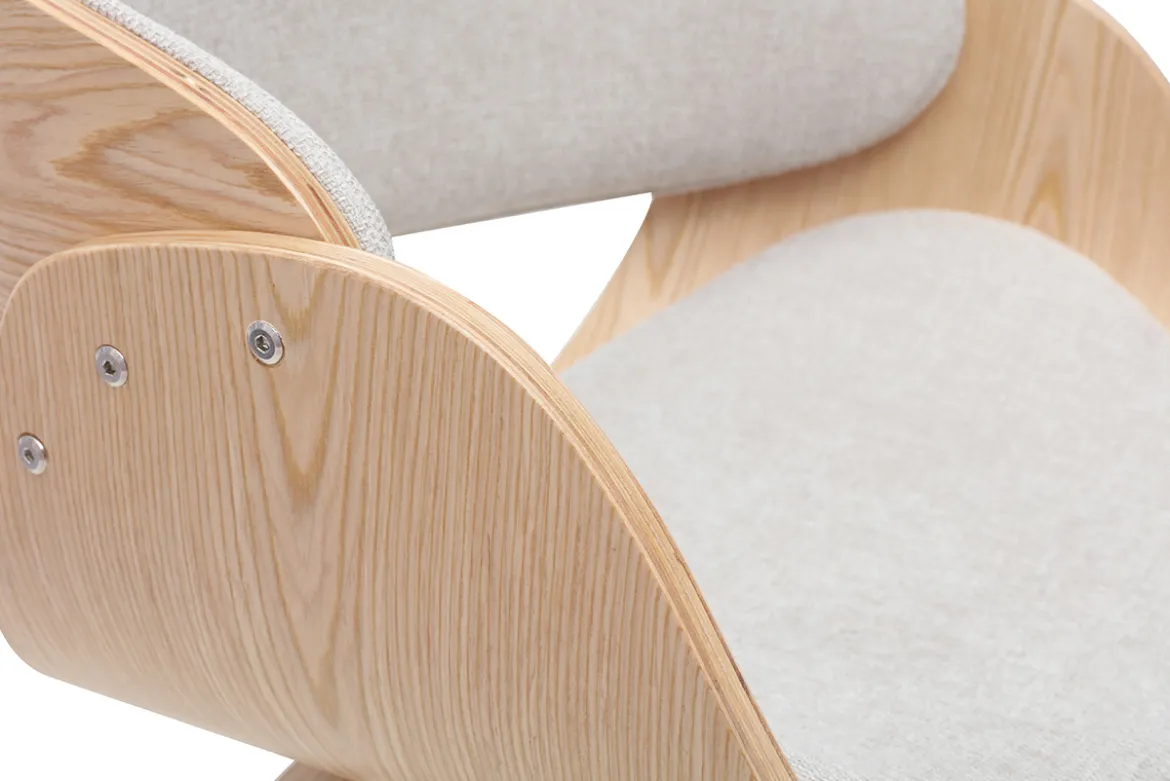 Tabouret de bar pivotant en tissu effet velours texturé beige et bois clair H69 cm BENT