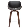 Tabouret de bar pivotant noir et bois foncé 65 cm WALNUT