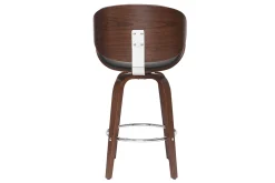 Tabouret de bar pivotant noir et bois foncé 65 cm WALNUT