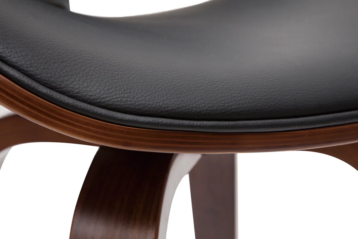 Tabouret de bar pivotant noir et bois foncé 65 cm WALNUT