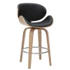 Tabouret de bar pivotant noir et bois clair 65 cm WALNUT
